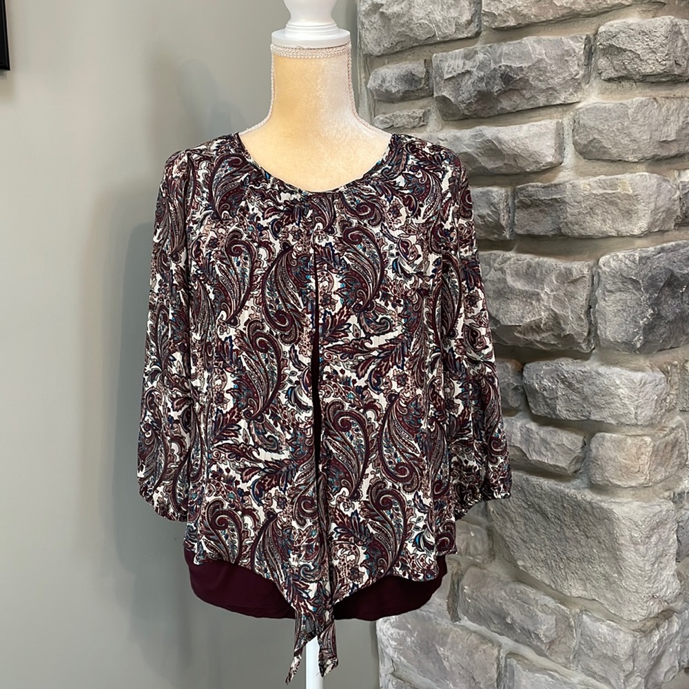 AGB paisley blouse, built in deep purple tank
